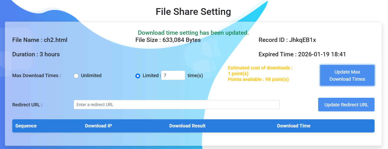 Limit downloads to control resource usage