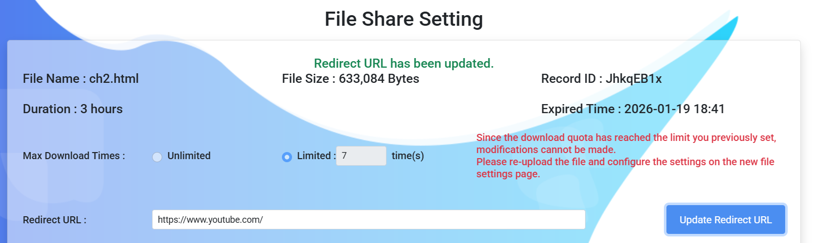 Graceful handling when links expire or reach download limits