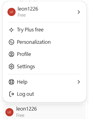 ChatGPT avatar menu