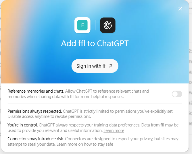 Add ffl to ChatGPT sign-in modal